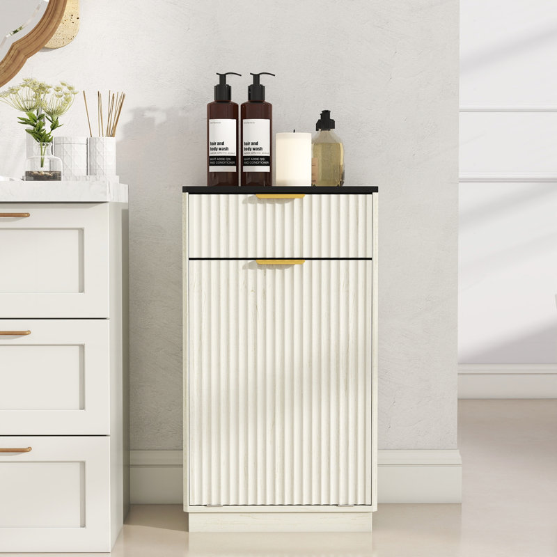 Armoire à poubelle inclinable avec tiroir Vosburgh, Ancient White