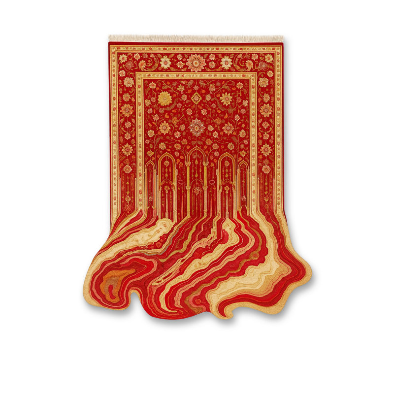 Tapis tissé à motif ondulé rouge Mosso, 2 pi x 2 pi 11 po