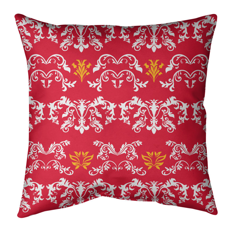 Housse de coussin Kansas City Football Baroque, Brique / blanc / jaune, 20 po X 20 po, Polyester filé