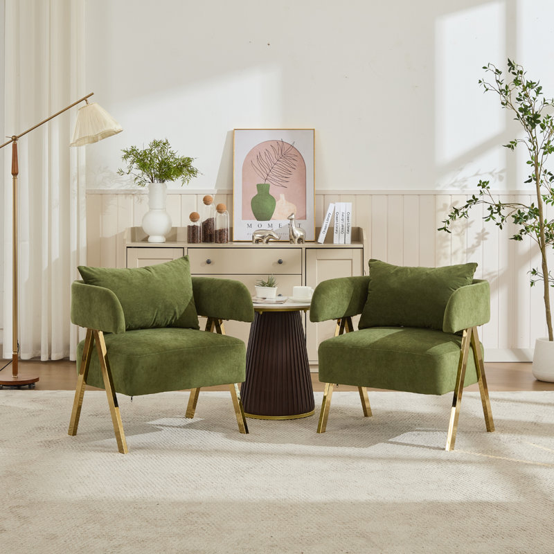 Chaises d'appoint Modern Barrel (ensemble de 2), Vert