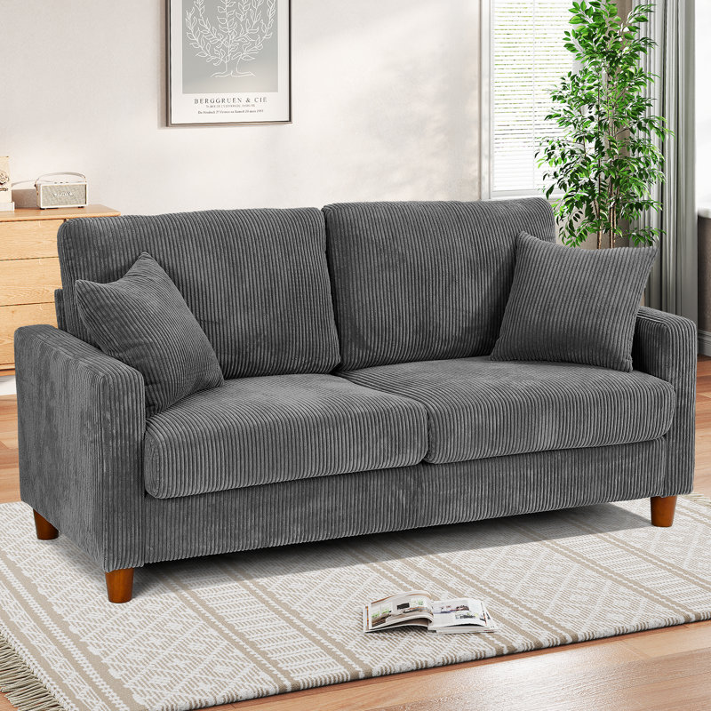 Quinston 2 Seater Corduroy Sofa, Grey