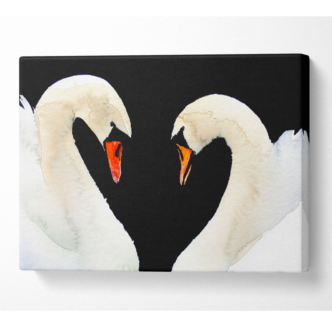 Love Heart Swans - Kunstdrucke auf Segeltuch