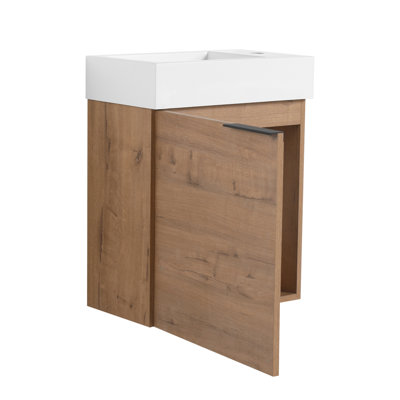 18'' Floating Wall-Mounted Bathroom Vanity With White Resin Sink & Soft-Close Cabinet Door