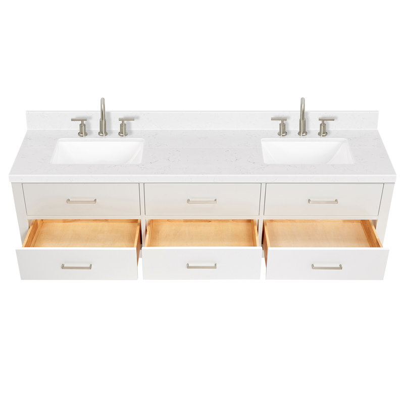 Macolm 72.25'' W Double Vanity, White, Brushed Nickel, 72"