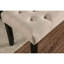 Banc de salle à manger en bois massif antique noir et tissu d'aspect lin avec capitonnage capitonné