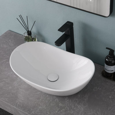 Paklorde 12.6'' White Ceramic Oval Bathroom Sink