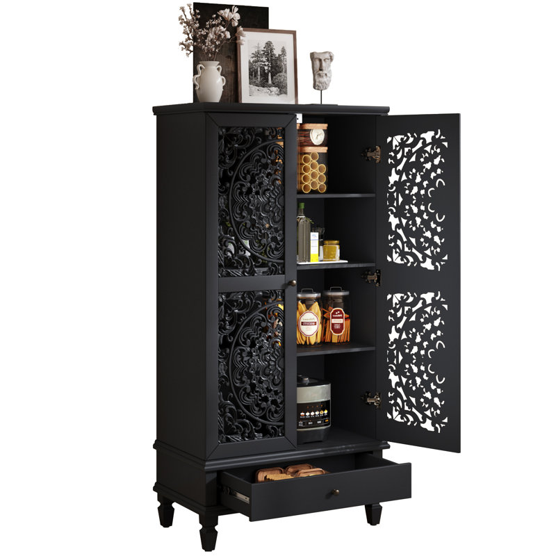 Buffet Sideboard Cabinet With A Drawer, Black