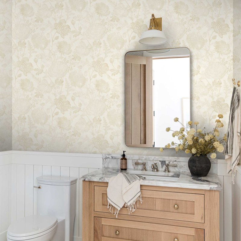 Poppies Textured Peel and Stick Wallpaper by Pure Salt, Beige