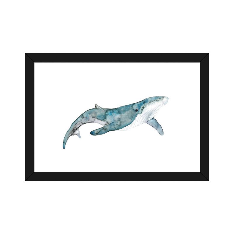 Art de baleine, H 24 po x l 32 po x P 1 po, Papier avec cadre noir