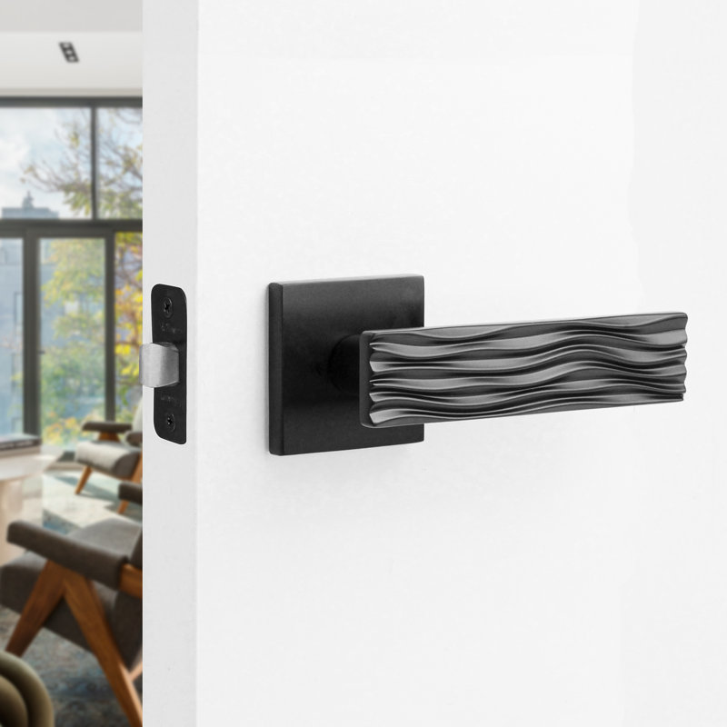 Levier de porte double Ridge, Gauche, Noir mat, Mannequin
