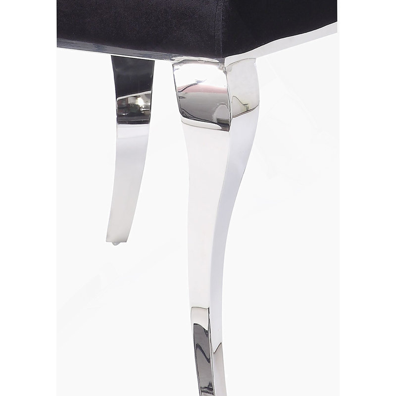 Chaise d'appoint en tissu noir et acier inoxydable (ensemble de 2)