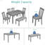 Ensemble de salle à manger de cuisine 6 pièces, table de salle à manger rectangulaire en bois avec 4 chaises rembourrées et un banc, ensemble de table de salle à manger pour 6 personnes, salon, bar et cuisine, gris