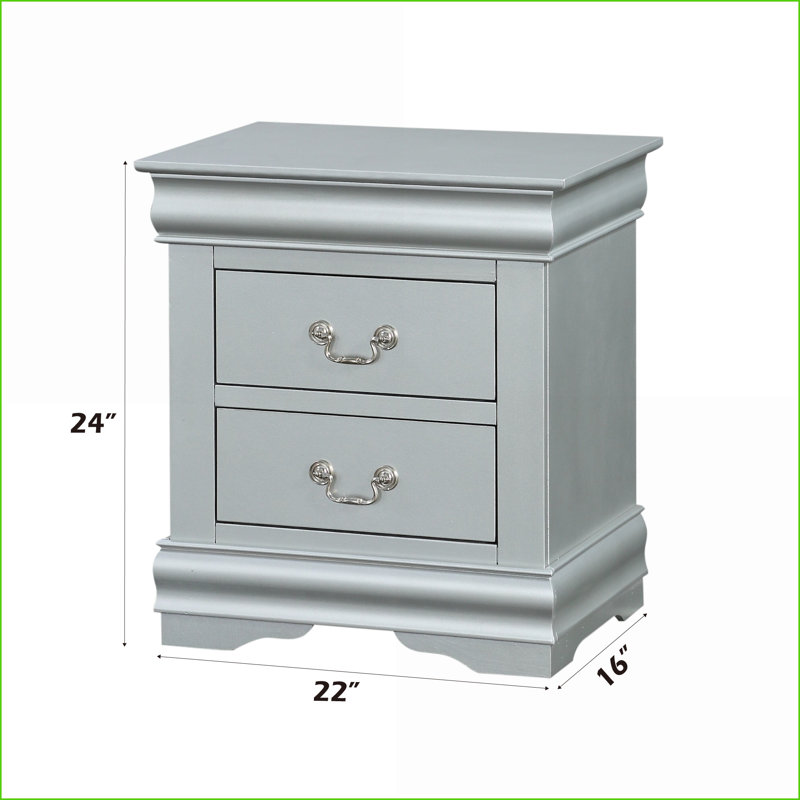 Platinum Finish Solid Pine Single Drawer Bedroom Nightstand