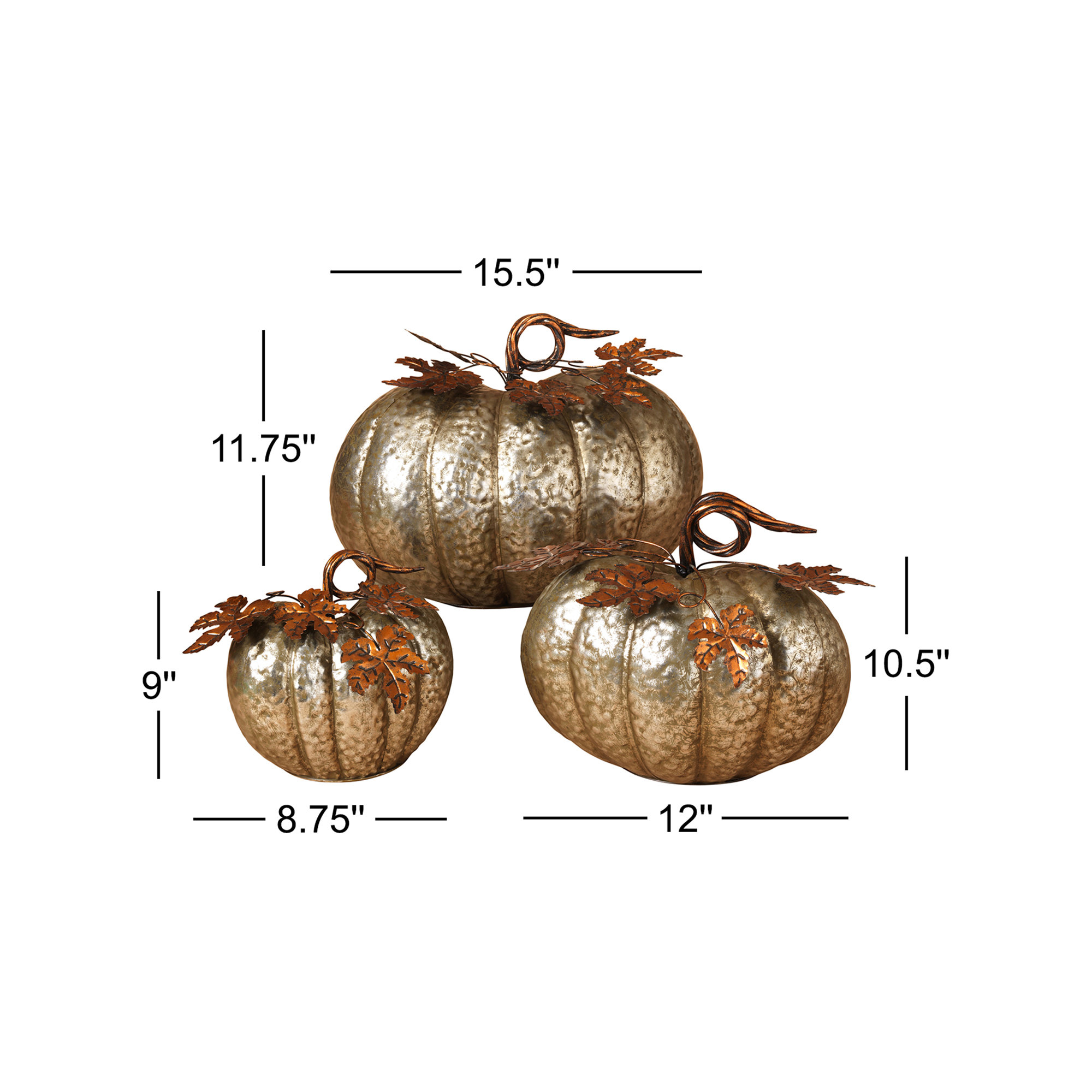 3 Piece Nested Metal Pumpkins Set
