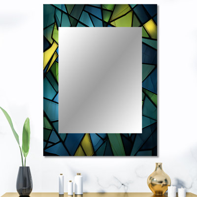 «Blue green Window Tides I», miroir mural décoratif abstrait
