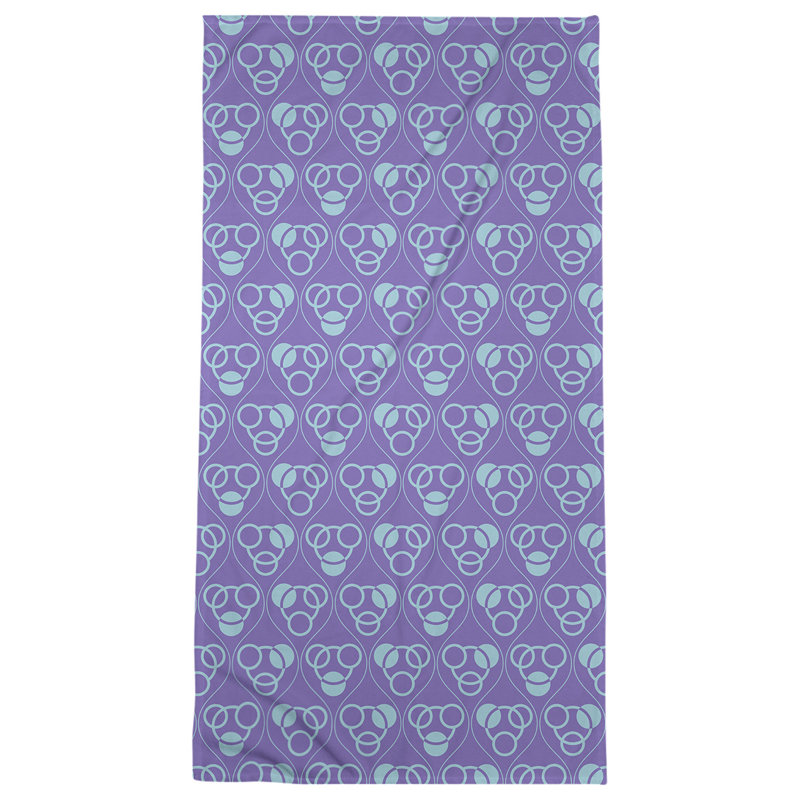 Serviette de bain à motif de cercles et de vagues Classic, Mauve / bleu sarcelle