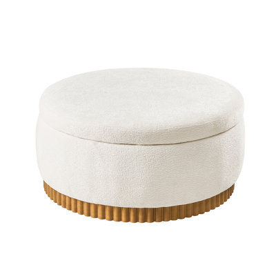 Lessman 35" W Solid Wood Round Ottoman with Flip Top Tray