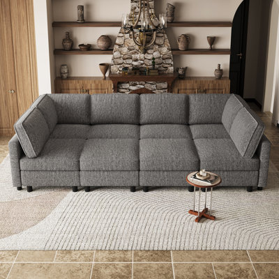 Straight Modular Sofa With Storage For Large Open Concept Living Room