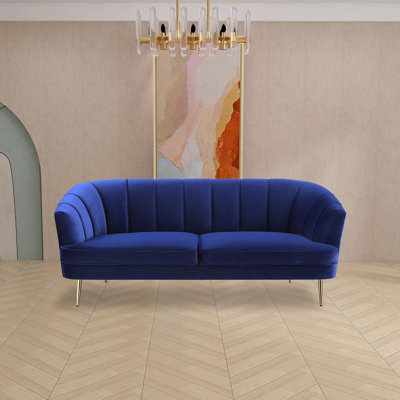 Nared 78'' Velvet Tufted Curved Loveseat