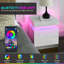 HOMCOM White Bedside Table, High Gloss Front Nightstand w/ LED Light, 2 Drawers