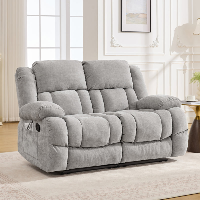 Canapé Hadiya 2 places 66,1 cm de large, ultra doux, inclinable à la main, Gris chenille