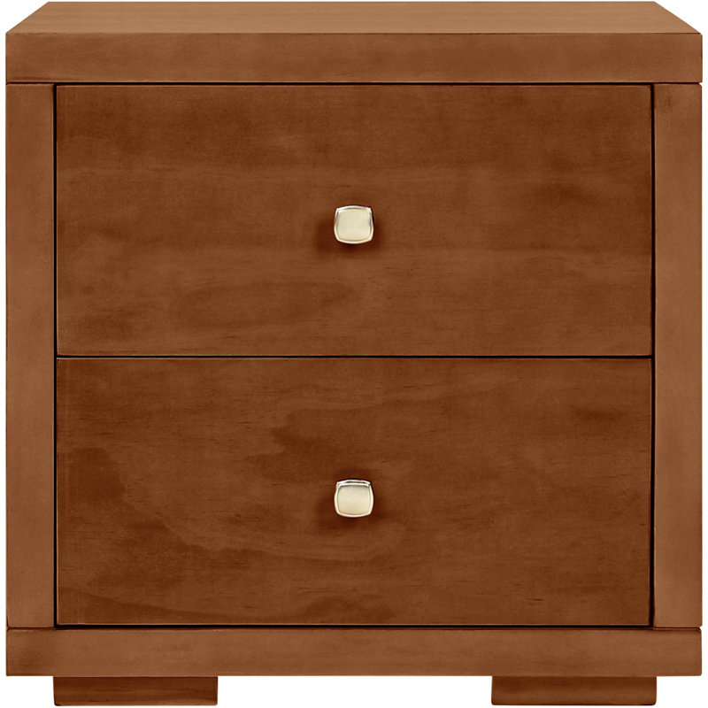 Table de chevet 2 tiroirs en bois, Noyer