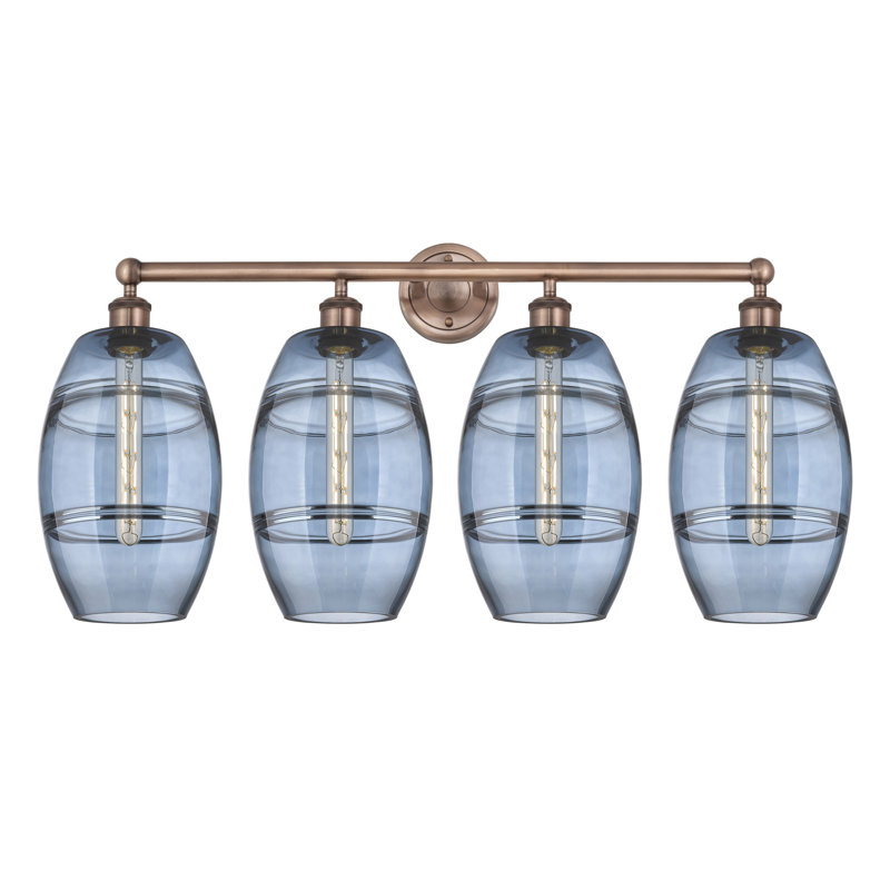 Dundrod 4 - Light Dimmable Vanity Light, Antique Copper, Princess Blue