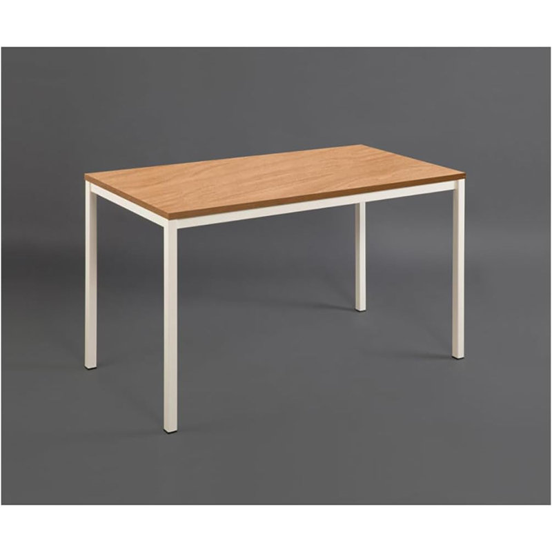  Contemporary Wood Metal Computer Desk with Oak Finish, Brown/Beige