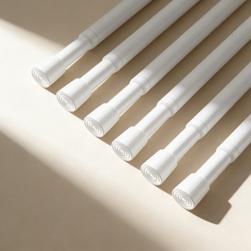 Tringle à rideaux extensible sans tension à ressort sans perçage pour fenêtres, conception antidérapante robuste, installation facile, finition blanche (paquet de 6)
