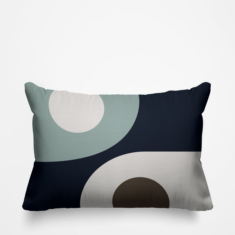 Pitto Outdoor Reversible Throw Pillow, Gray/Beige/Navy Blue