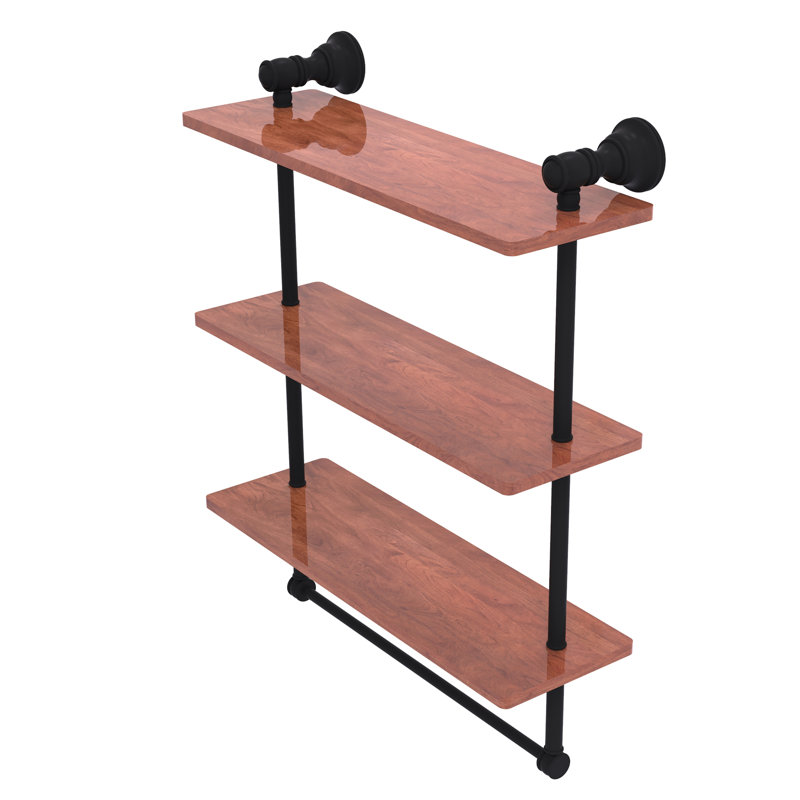 Étagère murale en bois triple Freyja, H 19,7 po x l 16 po x P 5,54 po, Noir mat