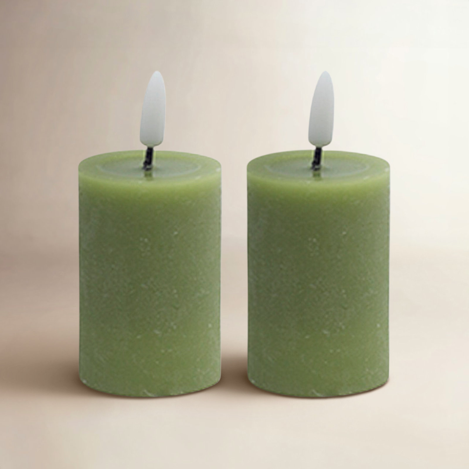 Flameless Pillar Candle, Green