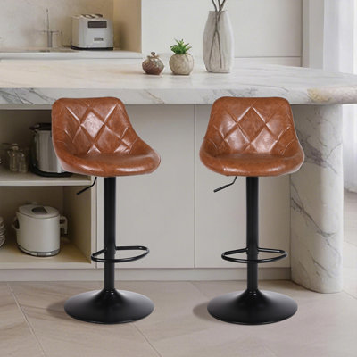 Illyas Swivel Upholstered Adjustable Height Counter Stool with Metal Frame