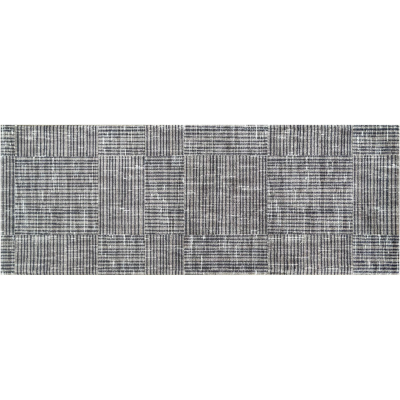Tapis de couloir lavable en toile taupe, Tanné, L 28 po x L 75 po