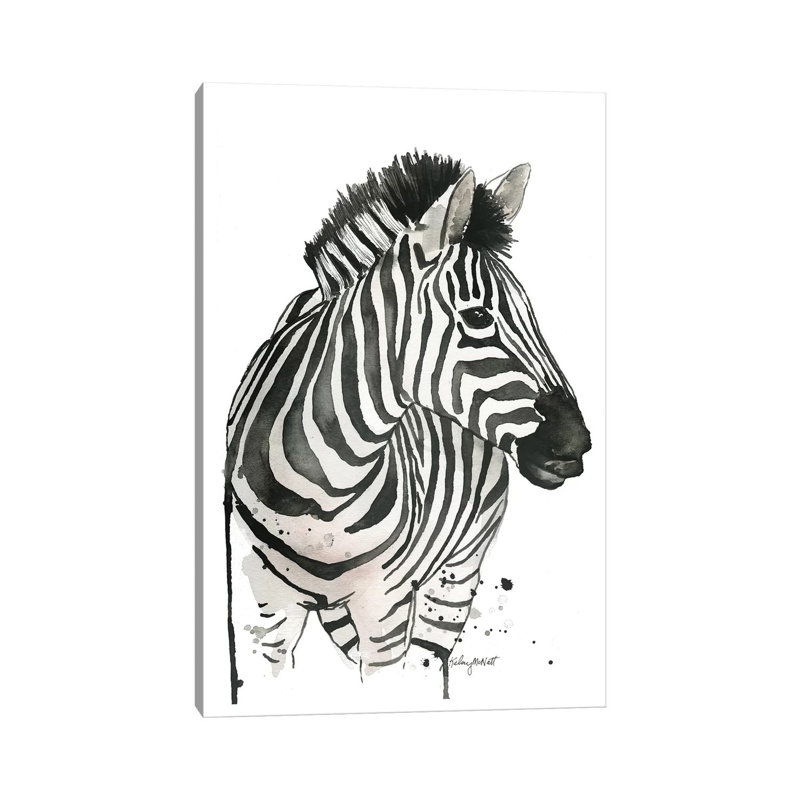 Zèbre par Kelsey Mcnatt - Toile tendue, estampe numérique sur toile tendue, H 18 po x l 12 po x P 1,5 po