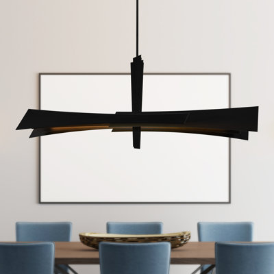 Lustre à DEL intégré de 50 pouces - Luminaire suspendu moderne noir avec température de couleur réglable