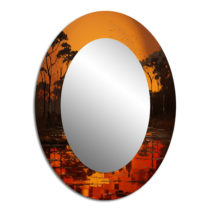 African Savannah Serenade VI - People Oval Decorative Mirror On Metal, 40" x 30"