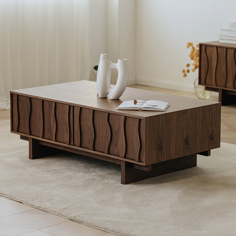 Table à thé créative en bois massif de style rétro, H 17,91 po x L 55,12 po x l 31,5 po