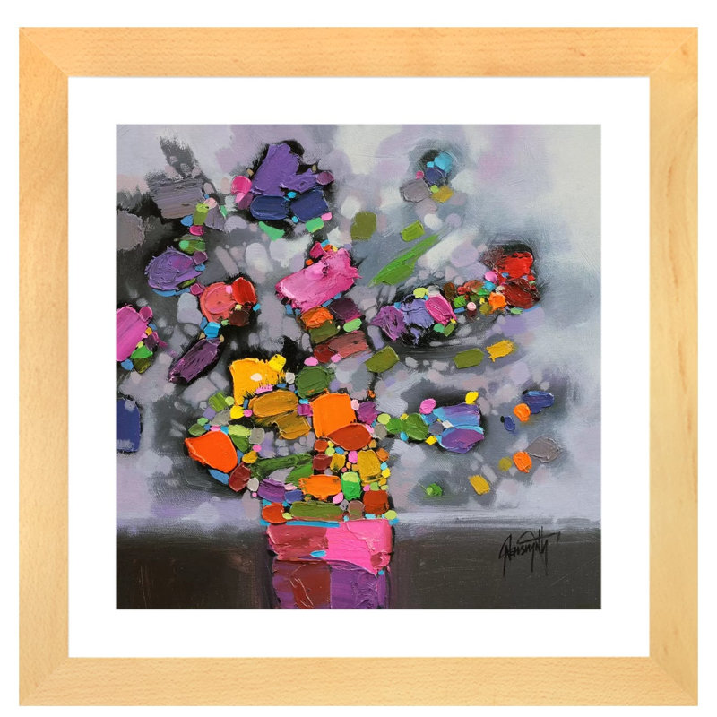 Bouquet II par Scott Naismith - reproduction d'art, H 24 po x l 24 po x p 1 po, Papier encadré de bois naturel