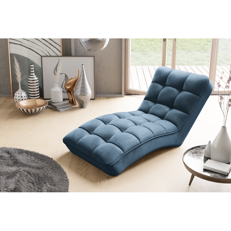Zakariyya Upholstered Chaise Lounge, Blue