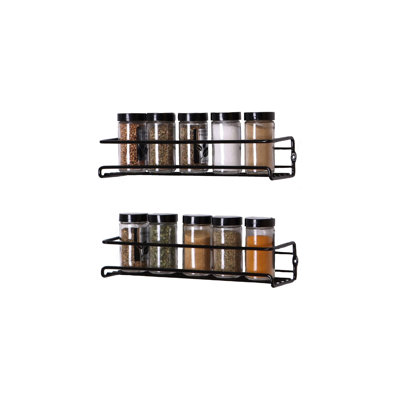 Buckingham 2 Tier Black Spice Racks Wall Mounted Cupboard Organiser  