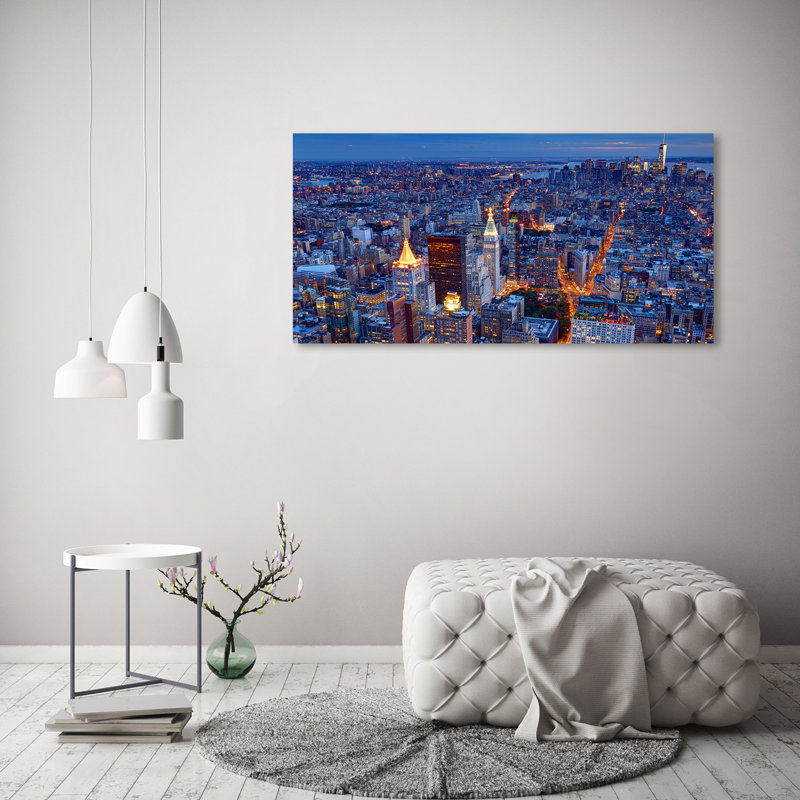 Manhattan By Night - Wrapped Canvas Print
