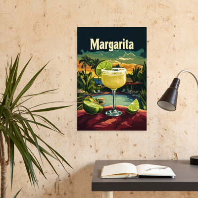 Art mural d'été margarita au bord de la piscine