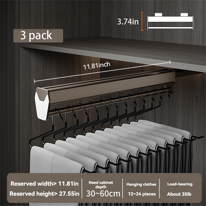 Extendable Trousers Rack With Slide Rail, 3.42" H x 2" W x 12" D