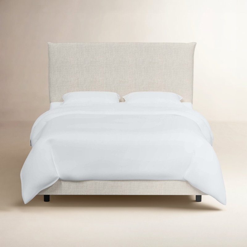Lit tapissier standard à profil bas Bessinger, Lin classique talc, Grand