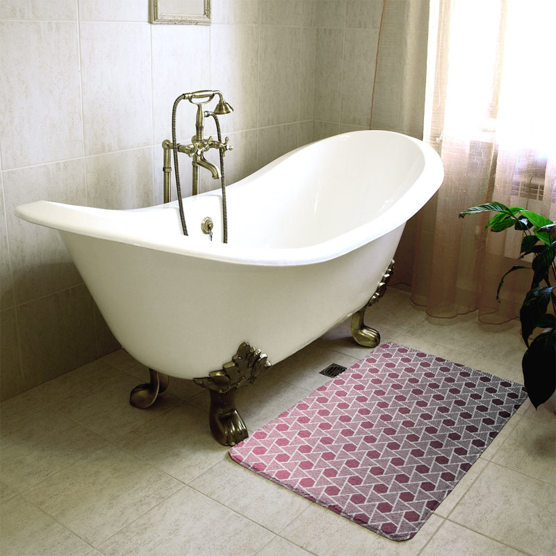 Katelyn Elizabeth Memory Foam Non-Slip Bath Rug, 21" W x 34" L, Black/Pink