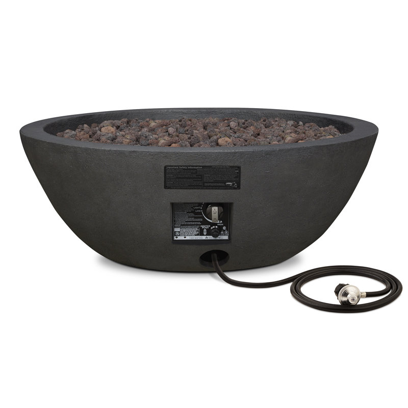 Riverside Round Gray Concrete Gas Fire Pit Table