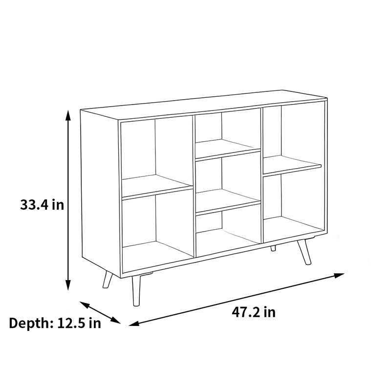 Une bibliothèque rétro et accrocheuse, (4 tablettes) H 33,4 po x l 47,2 po x P 12,5 po, Noir