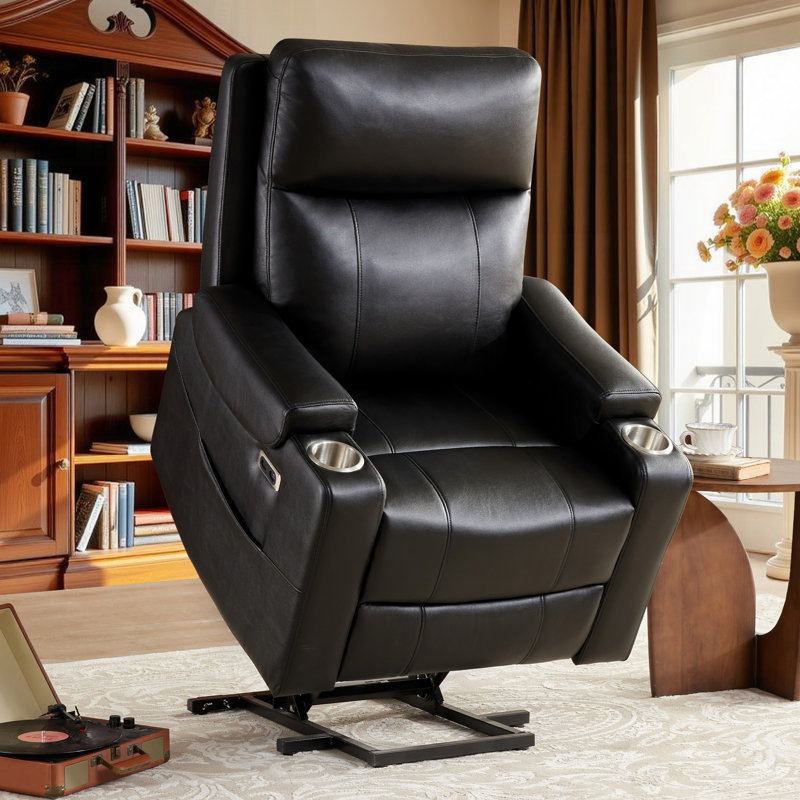 Dual Motor Power Lift Recliner Chair With Massage Heat And Adjustable Lumbar Support For Elderly, Black