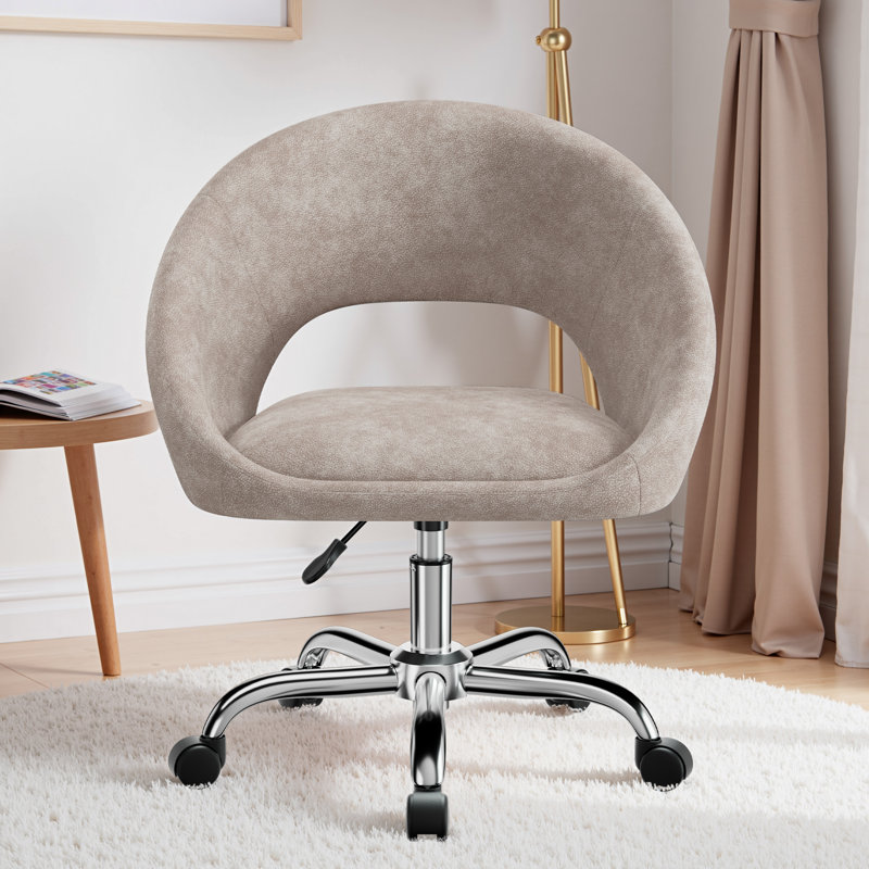 Modern Corduroy Vanity Chair, Gold, Khaki